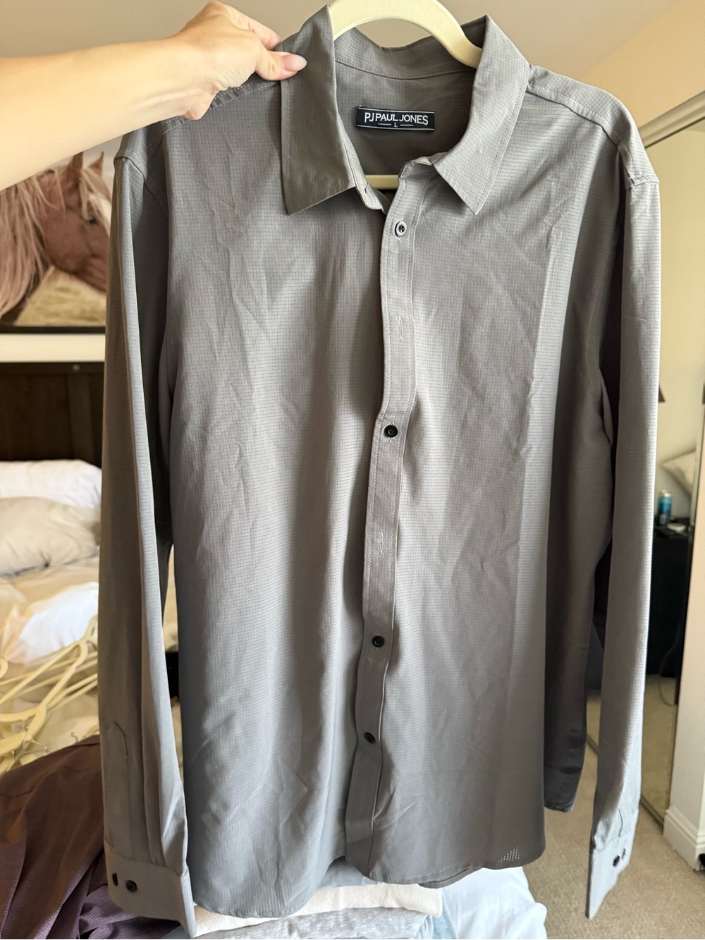 PJ Paul Jones Men's Gray Dress Shirt